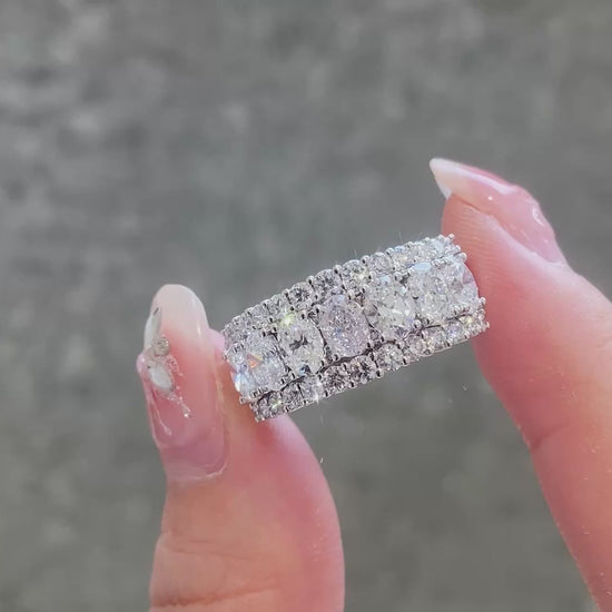 Oval Lab Grown Diamond Half Eternity Band in 14k White Gold