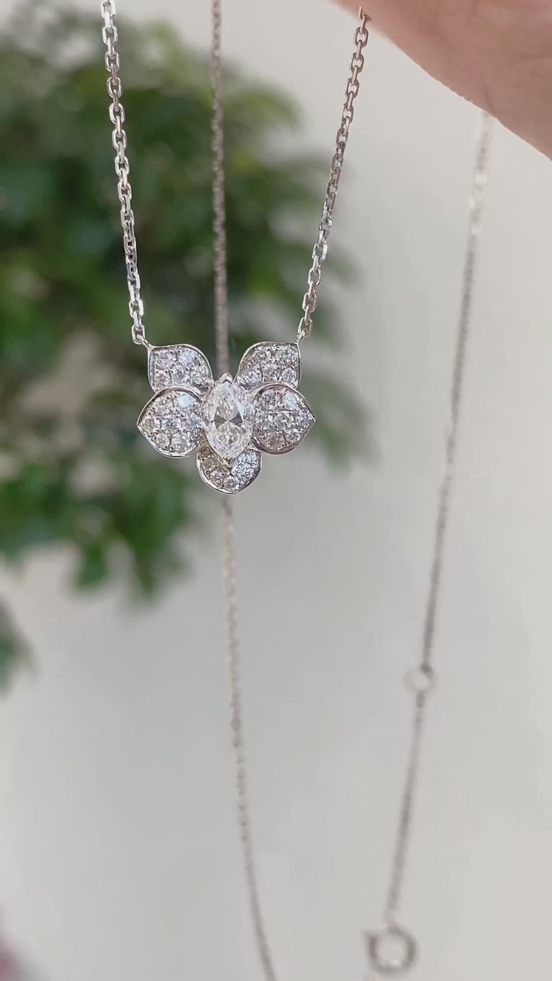 0.55ct Lab-Grown Diamond Marquise orchid Necklace in Platinum