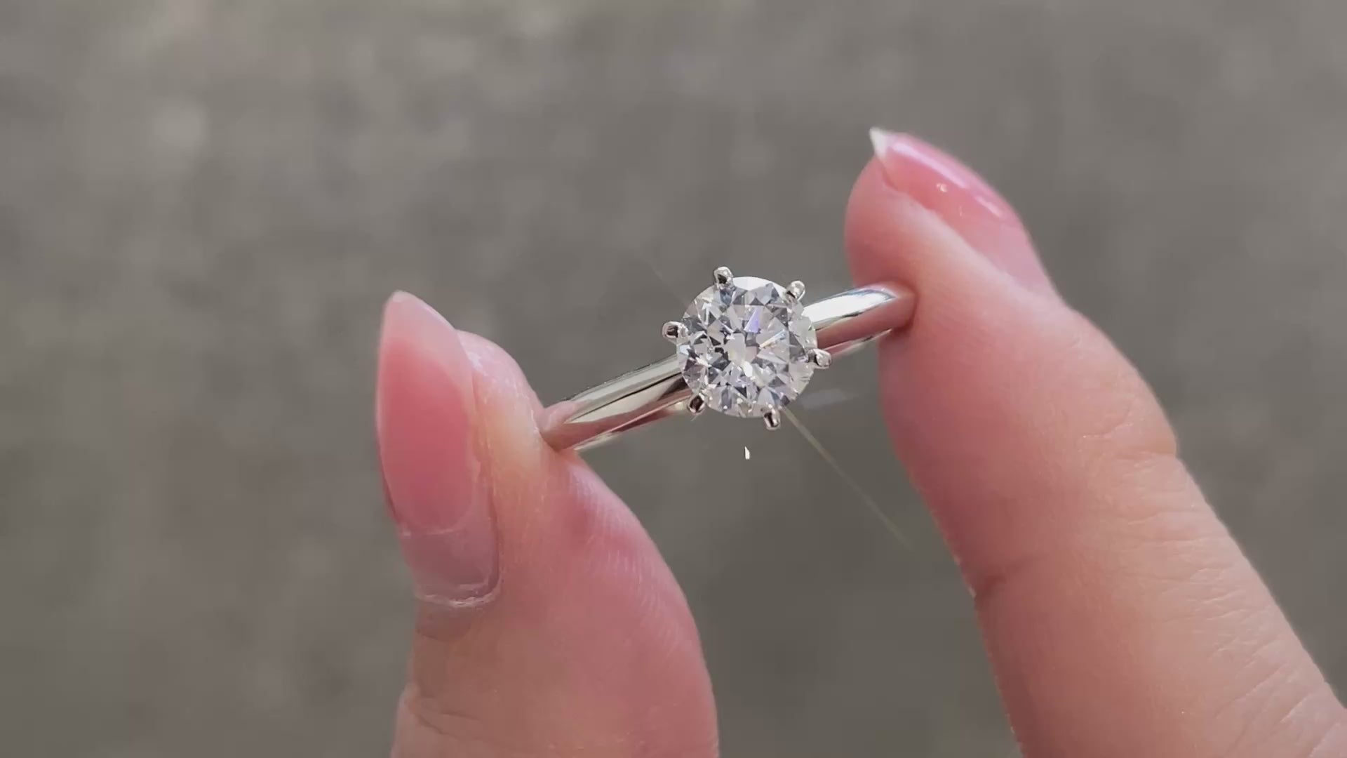1ct 6 prongs Round Solitaire Lab Grown Diamond Engagement Ring in Platinum