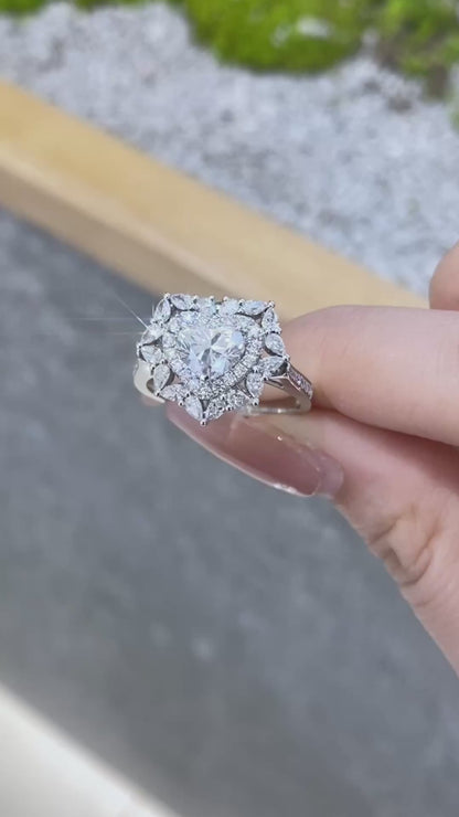 Convertible Bloom Heart Lab Grown Diamond Necklace↔Ring