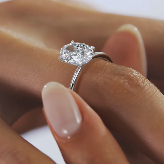 1ct Oval Solitaire Lab Grown Diamond Engagement Ring in 14K Gold